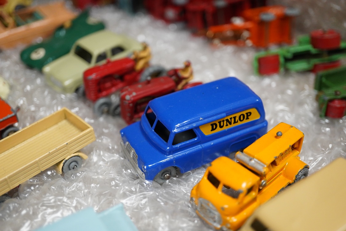 Eighty 1960s/70s Matchbox Series 1-75 regular wheels vehicles including; cars, commercial vehicles, plant vehicles, racing cars, military vehicles, tractors, etc.
